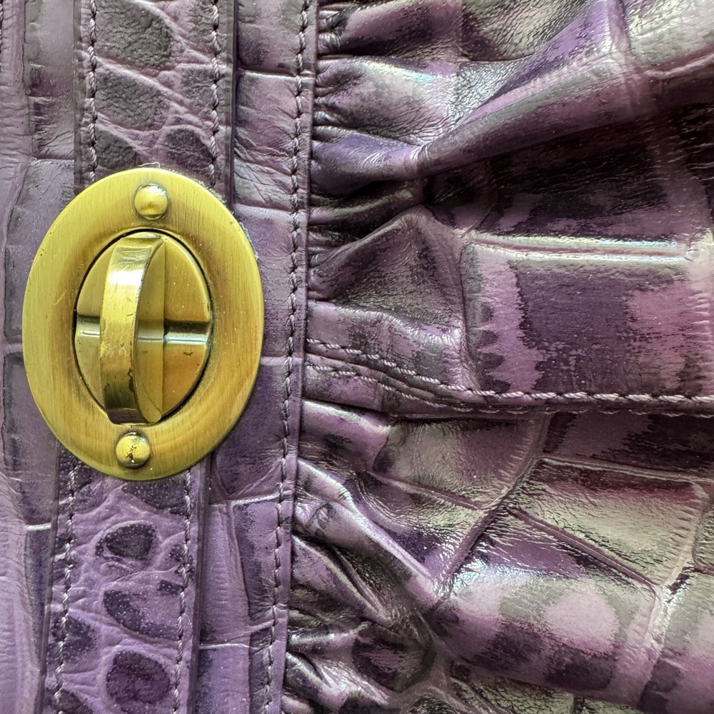 Michael Rome  Designs Croco Embossed Leather Purple Purse - Picture 10 of 15